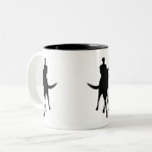 Dressage Horse and Rider Silhouette Personalized Tweekleurige Koffiemok (Voorkant links)