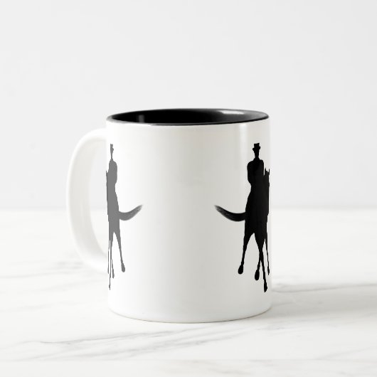 Dressage Horse and Rider Silhouette Personalized Tweekleurige Koffiemok (Voorkant links)