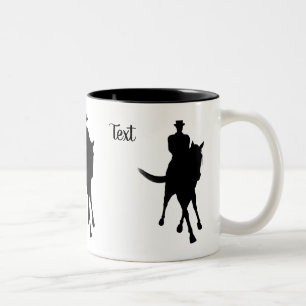 Dressage Horse and Rider Silhouette Personalized Tweekleurige Koffiemok