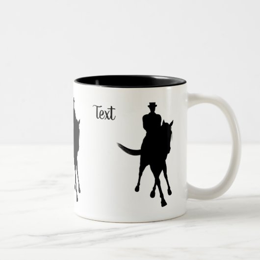Dressage Horse and Rider Silhouette Personalized Tweekleurige Koffiemok (Rechts)