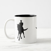 Dressage Horse and Rider Silhouette Personalized Tweekleurige Koffiemok (Links)