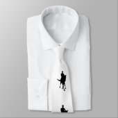 Dressage Horse and Rider Silhouette White Stropdas (Gebonden)