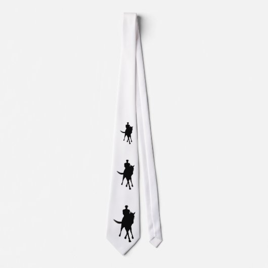 Dressage Horse and Rider Silhouette White Stropdas (Voorkant)