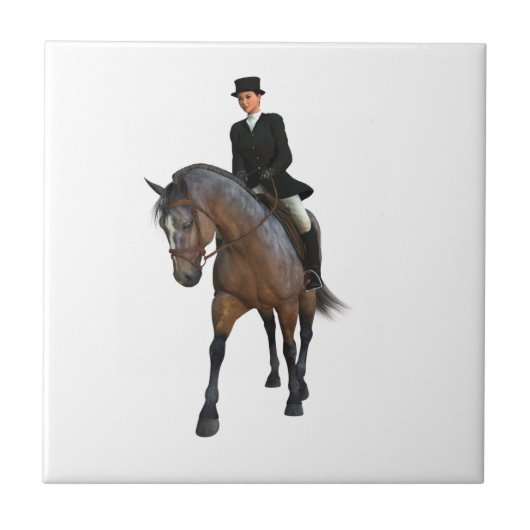 Dressage Horse and Rider Tile Tegeltje (Voorkant)