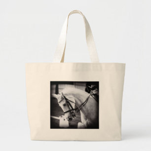 Dressage Horse Black and White Grote Tote Bag