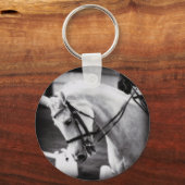 Dressage Horse Black and White Sleutelhanger (Voorkant)