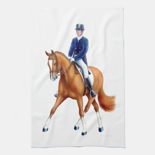 Dressage Horse Equestrian Kitchen Towel Theedoek (Verticaal)