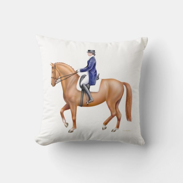 Dressage Horse Equestrian Pillow Kussen (Voorkant)