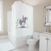 Dressage Horse in Trot Piaffe Douchegordijn (In situ)