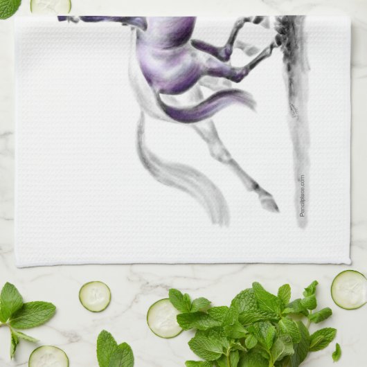 Dressage Horse in Trot Piaffe Theedoek (Gevouwen)