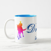 Dressage Horse Rider Color Silhouette Persoonlijk Tweekleurige Koffiemok (Links)
