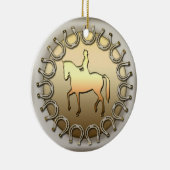 Dressage Horse Rider en Hoefijzers Keramisch Ornament (Rechts)