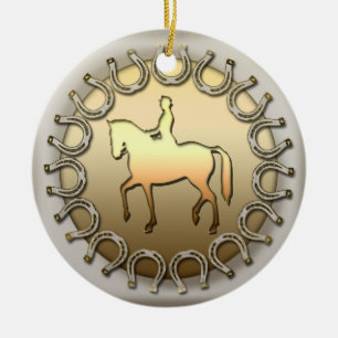 Dressage Horse Rider en Hoefijzers Keramisch Ornament