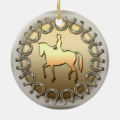 Dressage Horse Rider en Hoefijzers Keramisch Ornament (Achterkant)