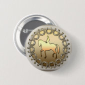Dressage Horse Rider en Hoefijzers Ronde Button 5,7 Cm (Voorkant /achterkant)