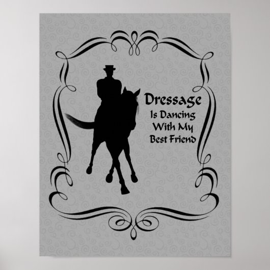 Dressage Horse Rider Silhouette Dans Poster (Voorkant)