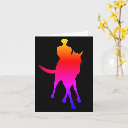 Dressage Horse Silhouette Rainbow Blank Note Kaart (Gele Bloem)