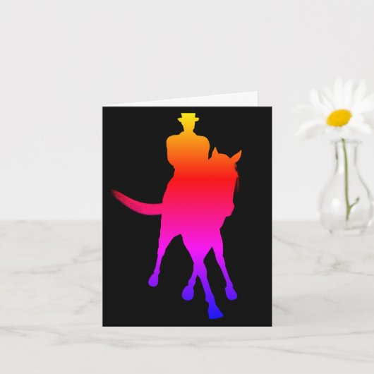 Dressage Horse Silhouette Rainbow Blank Note Kaart (Kleine Plant)