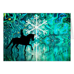 Dressage Horse Winter Snowflake Birthday Kaart