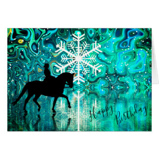 Dressage Horse Winter Snowflake Birthday Kaart