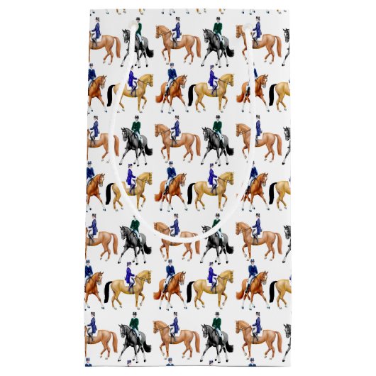 Dressage Horses and Riders Equestrian Gift Bag Klein Cadeauzakje (Voorkant)