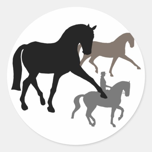 Dressage Horses Trio Ronde Sticker (Voorkant)