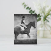 Dressage in zwart-wit Grunge Briefkaart (Staand voorkant)