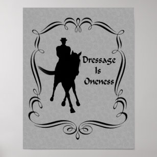 Dressage is een eenheid paard en Rider Silhouette Poster