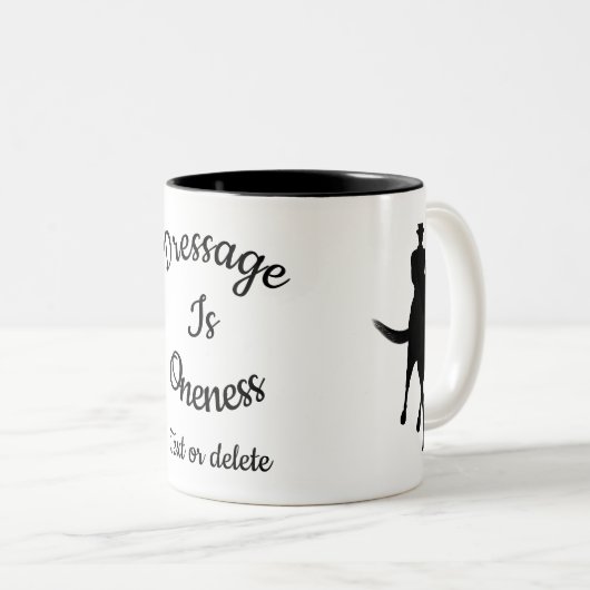Dressage is een eenheid paarse silhouette die spec tweekleurige koffiemok (Voorkant rechts)
