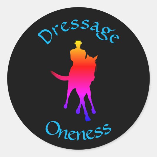 Dressage is een onaangename regenboog ronde sticker (Voorkant)