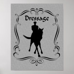 Dressage-paard en Rider-silhouette Poster