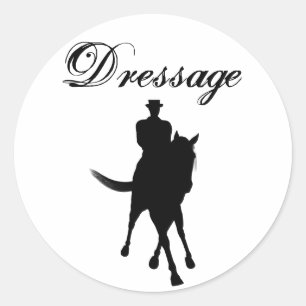 Dressage-paard en Rider-silhouette Ronde Sticker