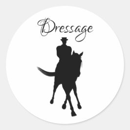 Dressage-paard en Rider-silhouette Ronde Sticker