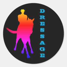 Dressage-paarden en -rider-regenboog ronde sticker
