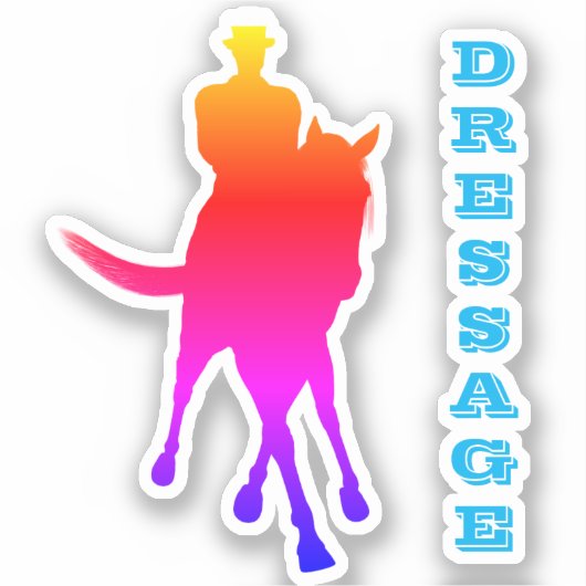 Dressage-paarden en -rider-regenboog sticker (Voorkant)
