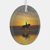 Dressage Rider op het strand Glas Ornament (Voorkant Rechts)