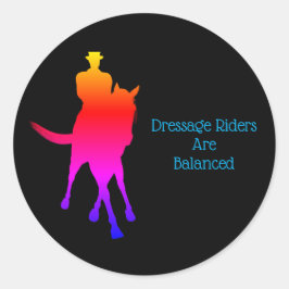 Dressage-riders zijn evenwichtige paardenregenboog ronde sticker