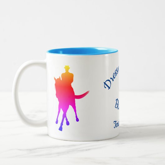 Dressage Riders zijn gebalanceerd kleurensilhouet Tweekleurige Koffiemok (Links)