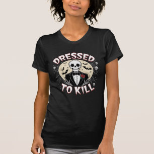 Dressed to Kill Skeleton Tuxedo Halloween T-shirt