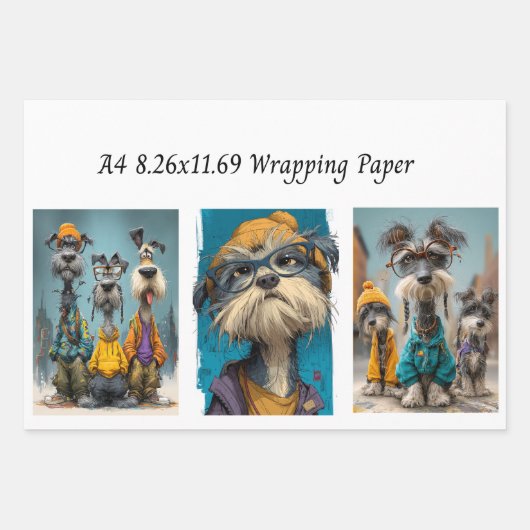 Dressed Up Dogs A4 Wrapping Paper for Decoupage (Voorkant)
