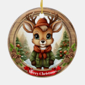 Dressed Whimsical Reindeer Fun Holiday Season 🦌🎄 Keramisch Ornament (Achterkant)