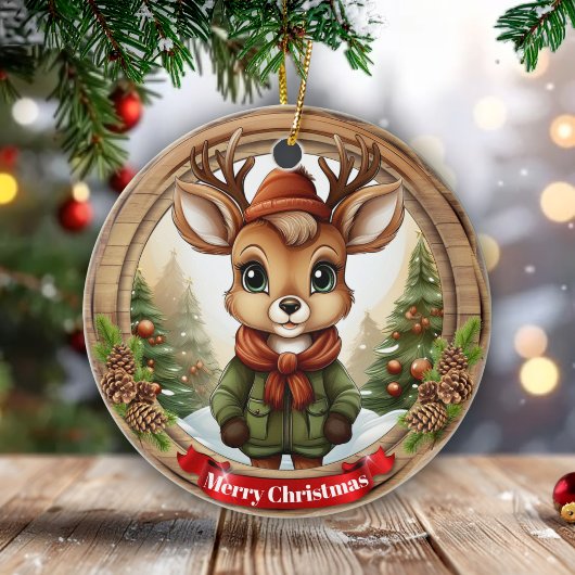 Dressed Whimsical Reindeer Fun Holiday Season 🦌🎄 Keramisch Ornament