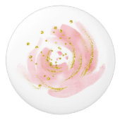 Dresser Drawer Pull Roze Roze Bud Keramische Knop (Voorkant)