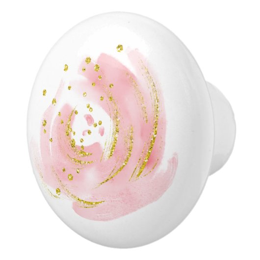 Dresser Drawer Pull Roze Roze Bud Keramische Knop (Rechts)