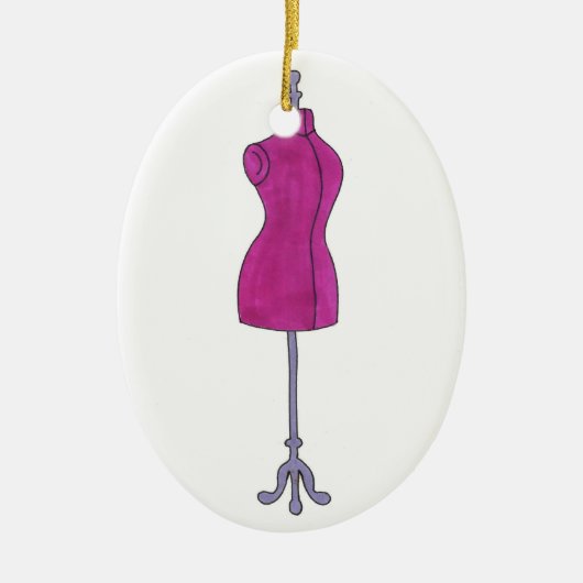 Dressform Mannequin Sewing Mode Costume Design Keramisch Ornament (Voorkant)