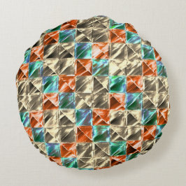 Dressiebeige, cyaan- en koraalhoudende tegels of b rond kussen