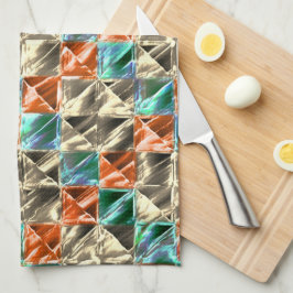 Dressiebeige, cyaan- en koraalhoudende tegels of b theedoek