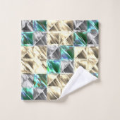 Dressiemint, beige en zilverkleurige tegels of gek bad handdoek (Wasdoekje)