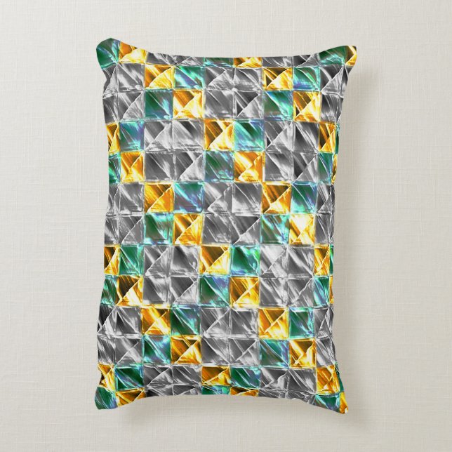 Dressiemint, gouden en zilverkleurige tegels of be accent kussen (Achterkant (Verticaal))