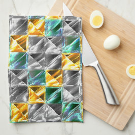 Dressiemint, gouden en zilverkleurige tegels of be theedoek